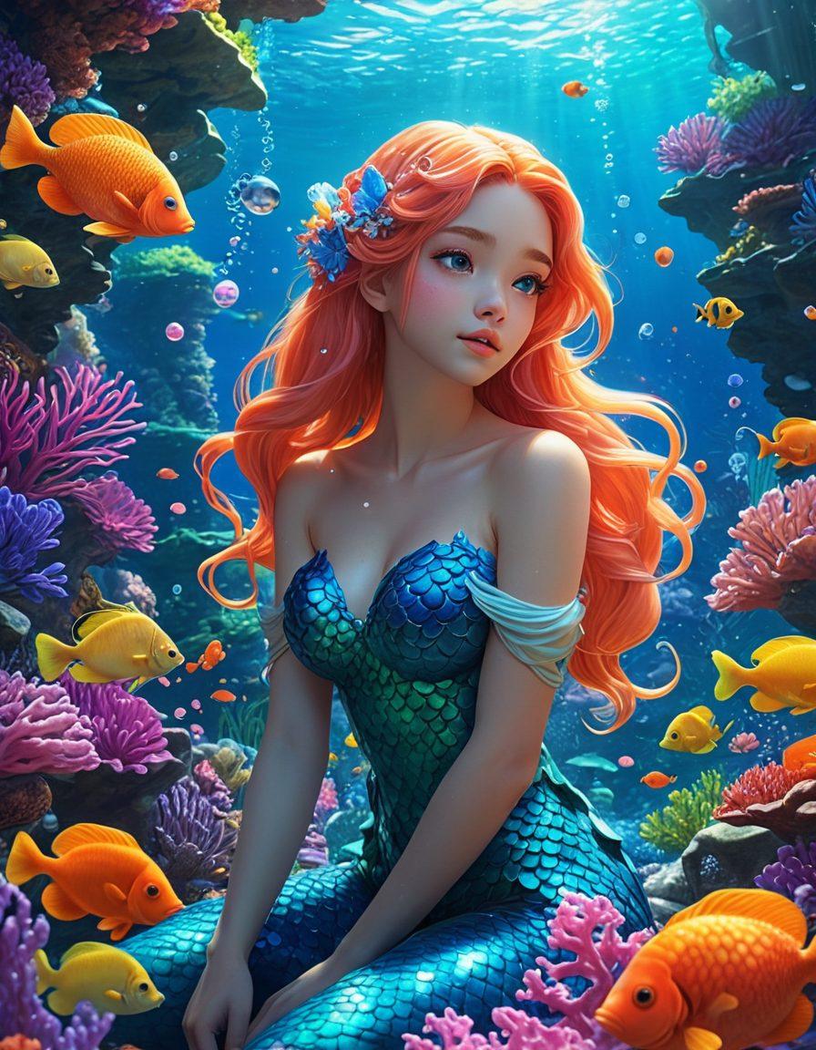 An imaginative underwater scene featuring vibrant anime-inspired characters exploring a whimsical coral reef decorated with sensual artwork. Include elements like colorful fish, alluring mermaids, and stylish bubbles that echo the fantasies of hentai art. The atmosphere should be dreamy, playful, and enchanting, inviting viewers into a fantasy world. super-realistic. vibrant colors. 3D.